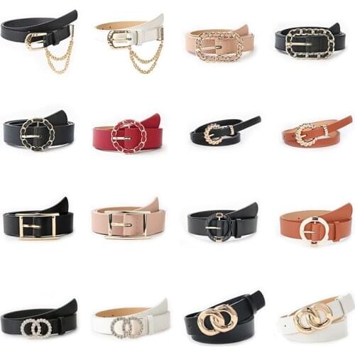 66 Styles Fashion Leather Belt For Women Metal Double Round Buckle Waist Strap Luxury Brand Designer Female Decoration Waistband