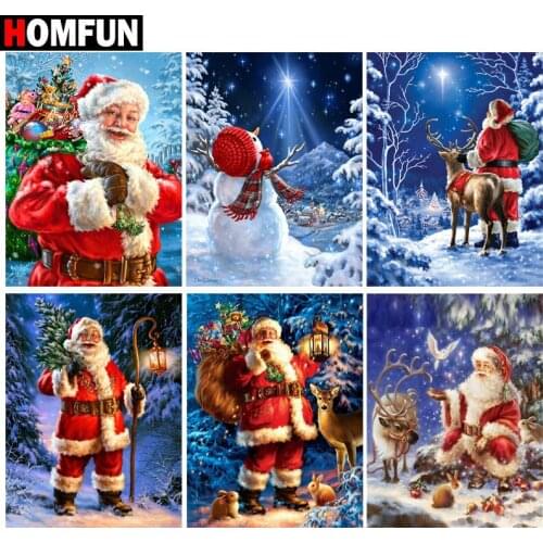 HOMFUN Diamond Painting Full Square/Round Drill 5D DIY "Santa Claus scenery" Daimond Embroidery Rhinestone Cross Stitch Decor