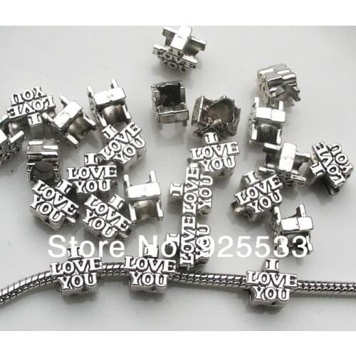 Free shipping 50pcs 10x9mm big hole antique metal heart with angel beads fit European bracelet jewelry DIY