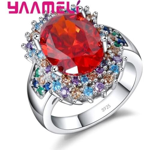 Shining CZ Bridal Wedding Rings for Woman Female 925 Sterling Silver Colorful Cubic Zircon Promise Ring Hot Sale Gift