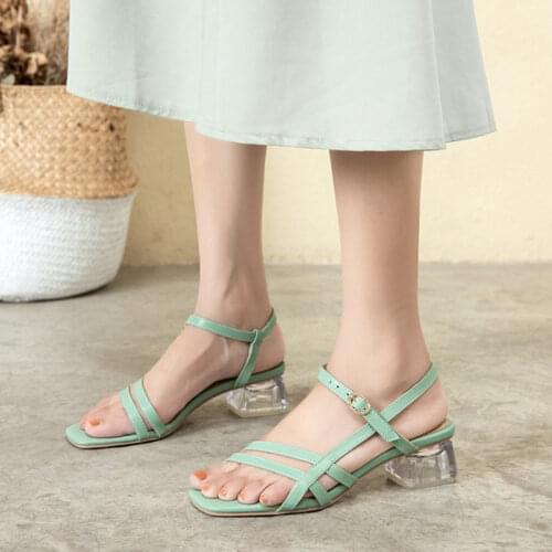 Ochanmeb Oversized Big Plus Size 45 46 Transparent Heels Sandals Women Clear Heeled Summer Crystal Beach Beige Blue Purple Shoes