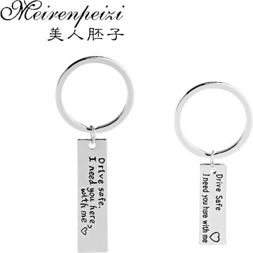 Drive Safe I Need You Here With Me Engraved Keychain Drive Safe Key Ring Trucker Husband / Dad Gift for Men Couples Key Chains