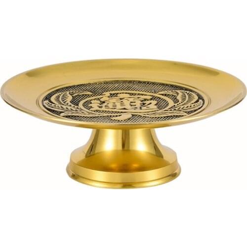 Buddhist Buddha Supplies Thriving Business Dis Thicken Alloy Plate Offerings Crafts 6-7 Inch Temple God Bless Prayer P