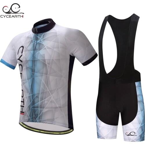 CYCEARTH 2017 Men New cycling jersey short sleeve bib shorts set clothes breathable Bicycle Clothing Maillot Ropa Ciclismo CE004