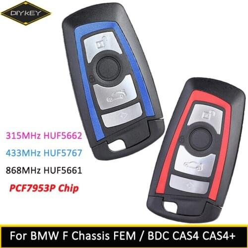 DIYKEY Smart Remote Key Fob Keyless 4 Button for BMW F 5 7 Series FEM / BDC CAS4 CAS4+ YGOHUF5662 315/433/868MHz 2009-2017