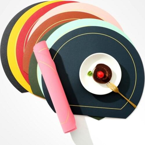 Double-sided Irregular Ins Food Mat Solid Insulation Mat Double Leather Dining Table Mat Plate Mat Gold Placemats for Table