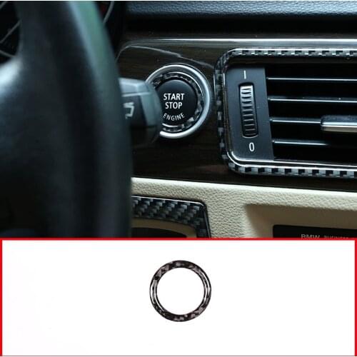 Epoxy Carbon Fiber Car Start Stop Engine Button Ring Trim For BMW 3 Series E90 E92 2005-2012 Accessories