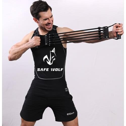 Fitness Max 150 LB Chest Expander Resistance Bands 5 Tubes Adjustable Chest Arm Shoulder Muscle Workout Equipment Elastic Rope