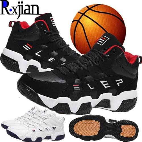 R.XJIAN classic high-top mens basketball shoes autumn and winter leather wear-resistant thick-soled sports shoes casual