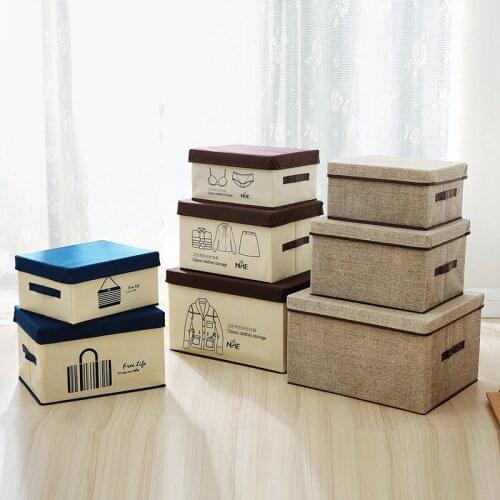Clothing Storage Box With Lids Folding Storage Bag Non Woven Fabric Clothes Socks Toy Snacks Sundries Organizer Basket