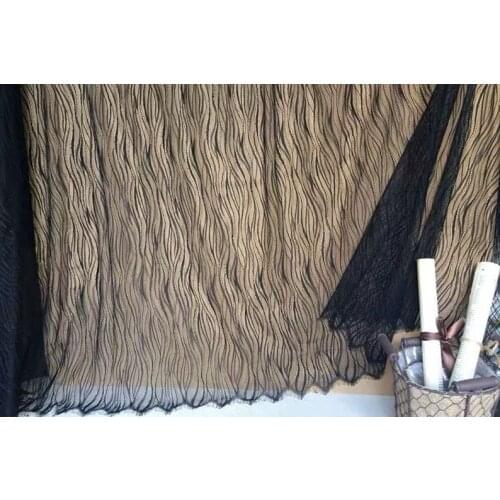 Dots Waves Fabric Chantilly lace fabric,bridal french lace fabric,off white/black wedding gown lace with eyelash scalloped 1yard