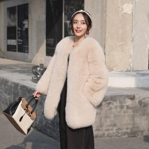 Real Fox Autumn Winter Coat Double-faced Fur Jacket Korean Long Coats Women Clothes Jaqueta Feminina MY950