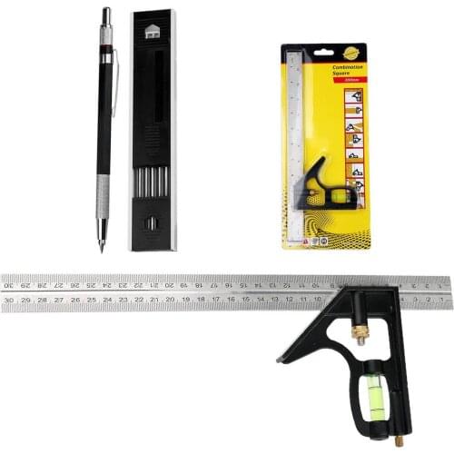 DIY Movable Square Ruler Aluminium Precise Measuring Tools Combination Mobile Workshop Hardware Angle Spirit Level 300mm