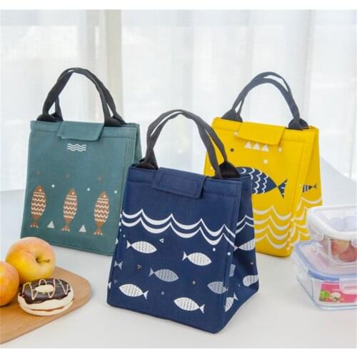 Cartoon Small Fish Lunch Box Bag Insulation Handbag Waterpr Hand Pack Thermal Breakfast Portable Picnic Travel