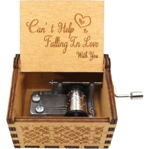 Hand Cranked Music Box Carved Exquisite Patterns Wood Durable And Has A Long Service Life Vintage Birthday Gift Musical Boxes