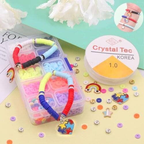 6MM Soft Pottery Beads Kit Muti Colors Boho Polymer Clay Beads For DIY Necklace Bracelet Creative Children Jewelry Making Set