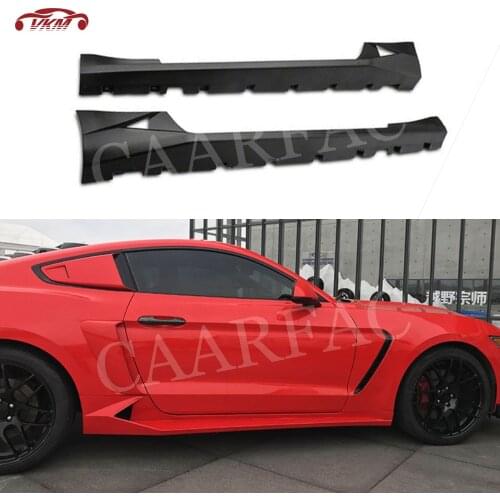 Carbon Fiber/FRP Unpainted Black/PP Prime Material Side Skirts for Ford Mustang Coupe 2 Door 2018 2019 2020 Car Styling