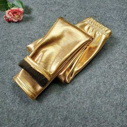 Autumn Winter Children Kids Girls Leggings Shiny Gold Silver Skinny Punk Pants Girls Trousers Children Clothes 3 4 5 6 7 8 Years