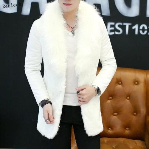 Men Parka Fake Fur Parka Men Winter Jacket Fluffy Raccoon Fur Hooded Coat Cotton Lining Jackets Man Warm Fur Coat