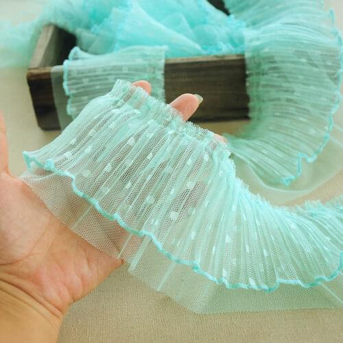 10cm 3m/lot Pink/ Mint Green/Skin Pink Pleated Mesh Lace Princess Skirt, Pettiskirt, Childrens wear, Neckline,Cuff Lace X583