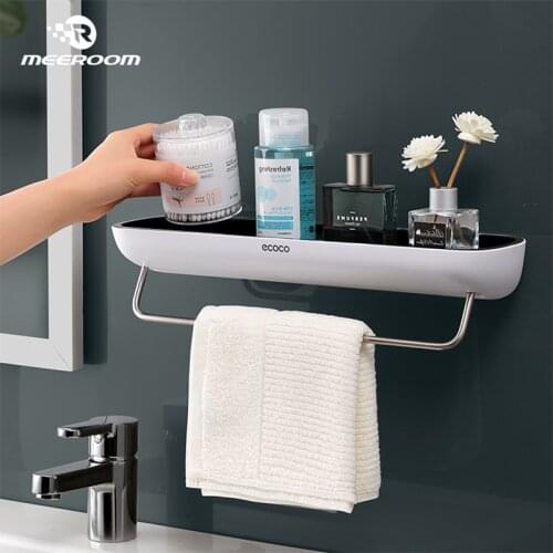 Bathroom Shelves Organizer Drainage Wall Mount Home Towel Shelf Shampoo Rack with Towel Bar Storage Rack for Bathroom, Kitchen