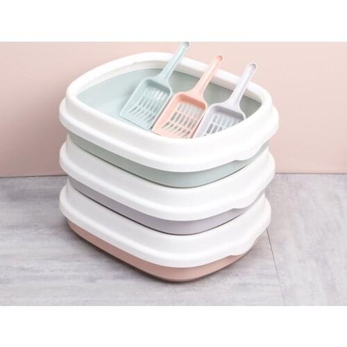 Nordic wind semi-enclosed cat litter basin, cat litter shovel, splash-proof cat toilet cat cleaning products