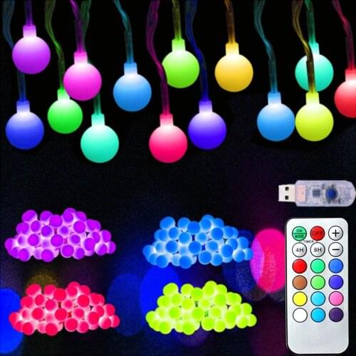 Holiday Lighting 12 Color Changing Ball Stirng Light 10M 100leds Usb Remote Fairy Garland Christmas Wedding Outdoor Street Decor