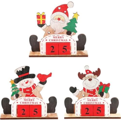 Christmas Santa Claus Snowman Elk Countdown Wooden DIY Calendar Ornaments Christmas Decorations for Home Navidad Decor New Year