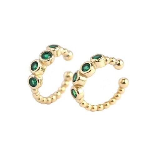 No pierced) Authentic 925 Sterling silver Green Zircon emerald Twist Cuff Clip Earrings Fine Jewelry TLE2236