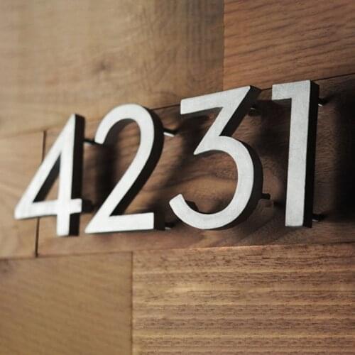 House Number Sign #0-9 Huisnummer Outdoor Silver 6 inch.Door Numbers Plate Home Address Signage Numeros Casa Exterior Big