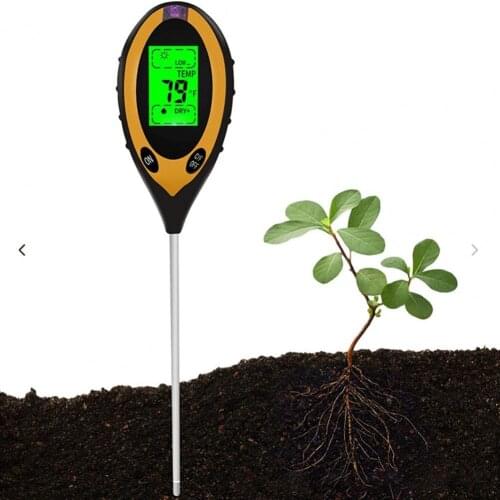 4 In 1 Soil Tester Green Backlight LCD Screen Multifunctional Aluminium Alloy Soil PH Tester Cleaning Chemicals Water Testing
