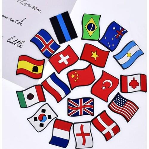 Shoe Decorations Charm Accessories PVC Shoe Hole Buckle Sandals Decoration China South Korea United States Canada France Flag