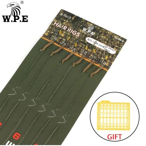 W.P.E 1set/6pcs Carp Fishing Hair Rigs Ready Made Boilie Tied Carp Fishing Hook Size 2#4#6# Fishing Tackle Accessories Pesca
