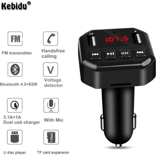 Kebidu USB Phone Charger 3.1A Car Kit Handsfree Wireless Bluetooth FM MP3 Transmitter LCD Player Car Accessories Handsfree
