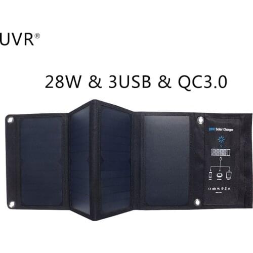 28W QC3.0 Solar Power USB Charger for IPhone Samsung Huawei Smart Device Fast Charge 3USB Waterproof SUNPOWER Solar Panels