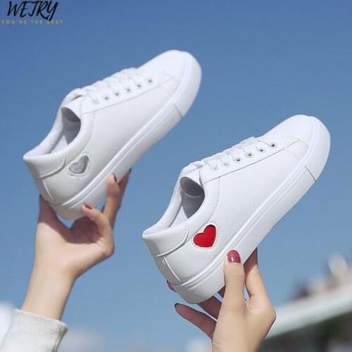 2020 Women Casual Shoes Sneakers Fashion Breathable PU Leather Platform White Women Shoes Soft Footwears Rhinestone