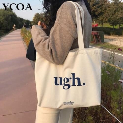 Womens Bag Cheap Casual Large Capacity Shoulder Bags Shopper Canvas Ugh Letter Fashion Harajuku Zipper Print Ulzzang Handbags