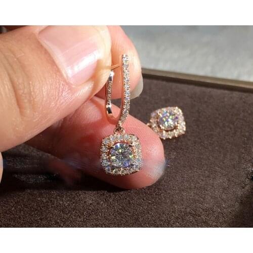 2020 New Rose Gold Stud Earrings for Women With Bling ZIrcon Stone Fashion Jewelry Cute Korean Earrings S925 Silver Color