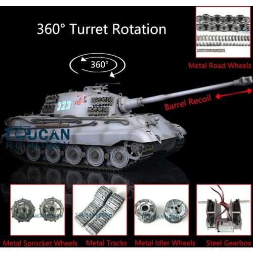 1/16 Heng Long RC Tank 7.0 Customized King Tiger Barrel Recoil 3888A Metal Wheels TH17543-SMT4