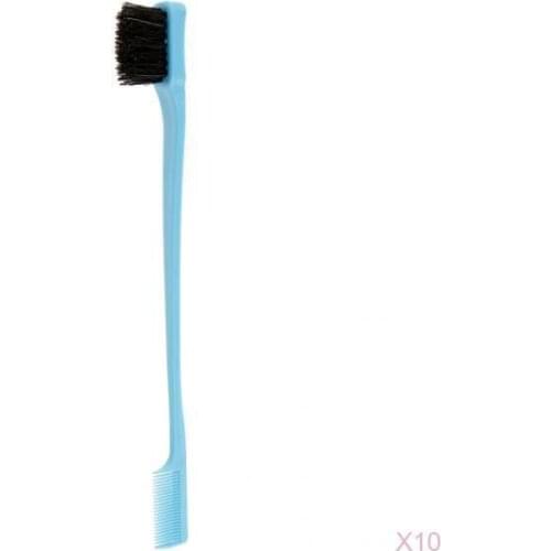 10 Pieces 7'' Blue Beauty Double Sided Edge Control Hair Brush Comb Hair Styling Hairbrush