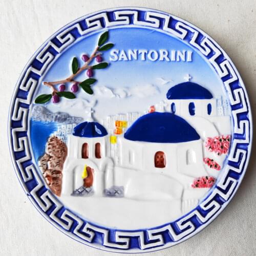 European American TV Restaurant Background Wall Decoration Ceramic Plate Mediterranean Home decor tourist souvenir
