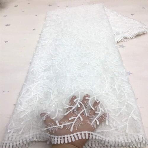 2021 white African Lace Fabric Sequins New Arrival Nigerian Tulle Mesh Lace Fabric For Wedding Sequins Lace Fabrics For Party