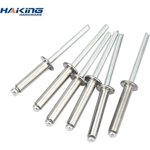 30/50pcs Pop Rivets Aluminium M3.2 M4 M4.8 Dome Head Blind Rivets Steel Shank Mandrel Exhaust Rivets