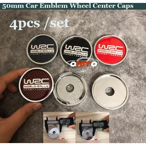 50mm 4pcs/set Car Emblem Wheels Caps for Vw Nissan Toyota Benz Bmw All Car Accessories Auto Wheel Center Cover WRC Logo Badge