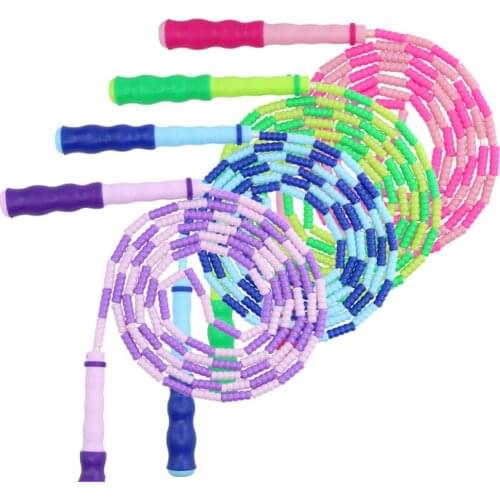 Bamboo Adjustable Rope Skipping Childrens Kindergarten Special Beginners Professional Rope Sports Soft Bead Festival