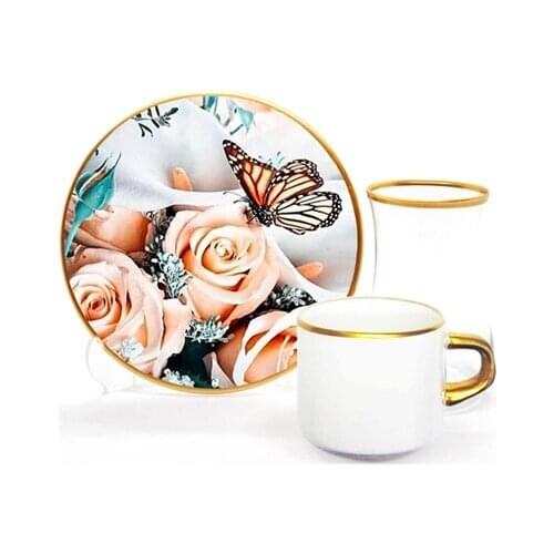 Drop Focus Tea Coffee Set 18 Pieces Butterfly Rose