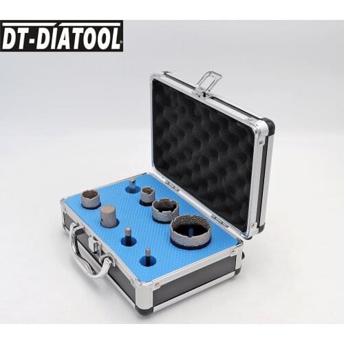 DT-DIATOOL 1set Diamond Drill Core Bits Sets Drilling Hole Saw Cutter Milling Finger Bits for Porcelain Tile Ceramic M14 Thread