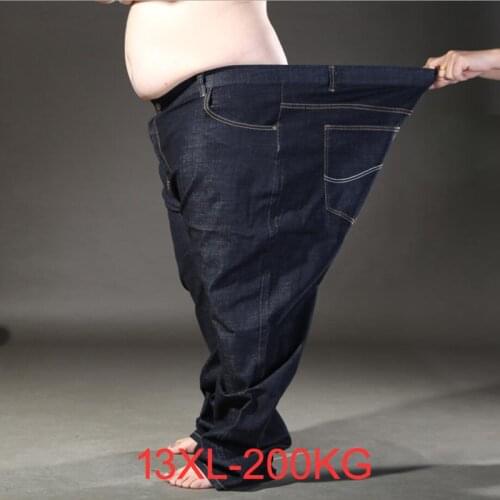 Spring Plus Size Jeans Men 11XL 12XL 13XL Trousers Pants Oversize 56 jeans Elasticity straight cotton pants big jeans black 58