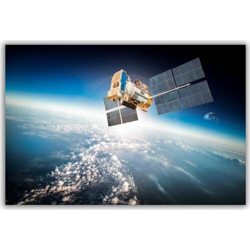 HT077 Spectacular Universe Earth And Moon Space Station Astronaut Silk Fabric Poster Art Decor Indoor Painting Gift