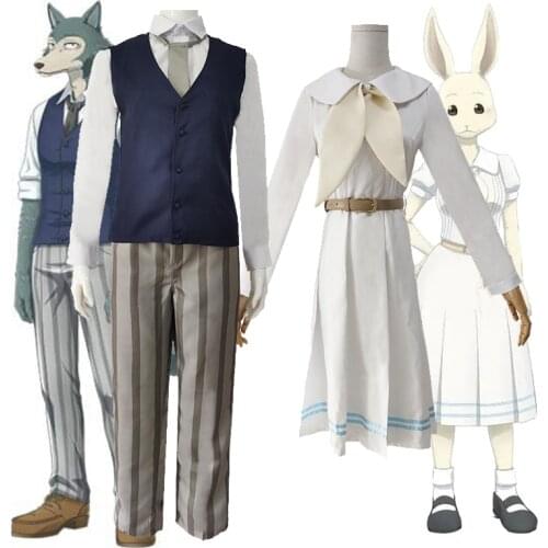 Anime Beastars Haru Cosplay Costume White Rabbit Dresses Suit Animal Cute Dress Legoshi Shirt Pants Set Wigs Girls Women Men